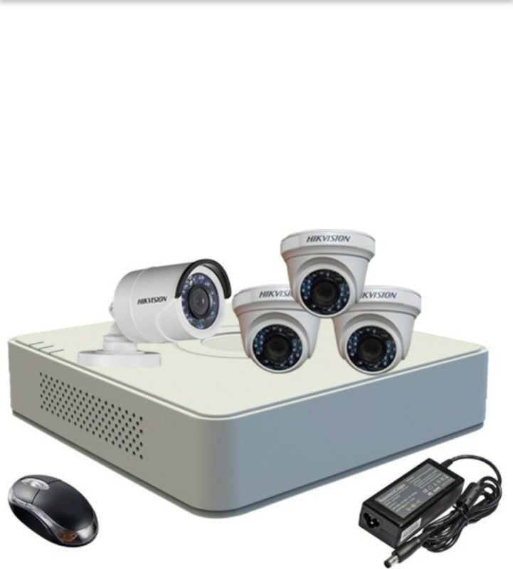 Hikvision Set Of 1+3 Dome And Bullet Cctv Camera With 4 Ch Dvr Along With Accessories. Price 5,850