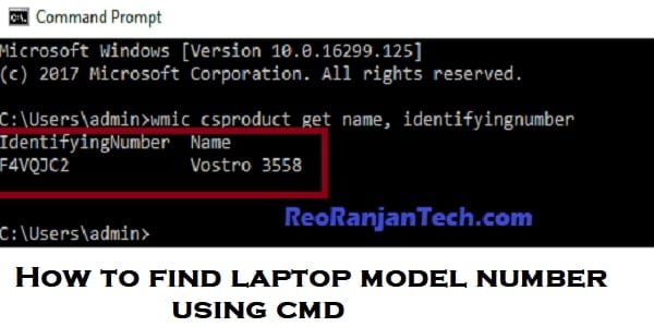 How to find laptop model number using cmd