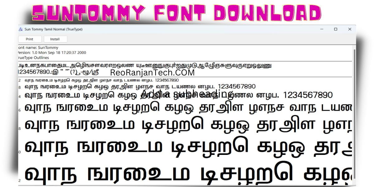 suntommy tamil font software free download for windows 10