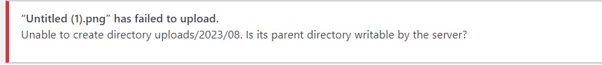 How to Fix Unable to create directory uploads. Is its parent directory writable by the server? 1 How to Fix Unable to create directory uploads