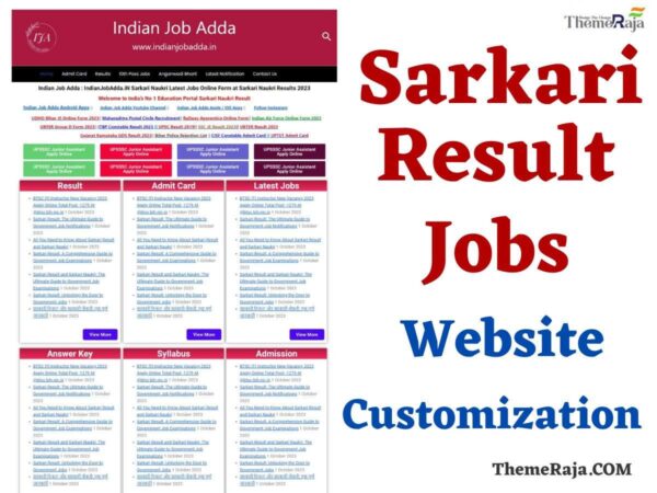 Sarkari Result Jaisi Website Customization