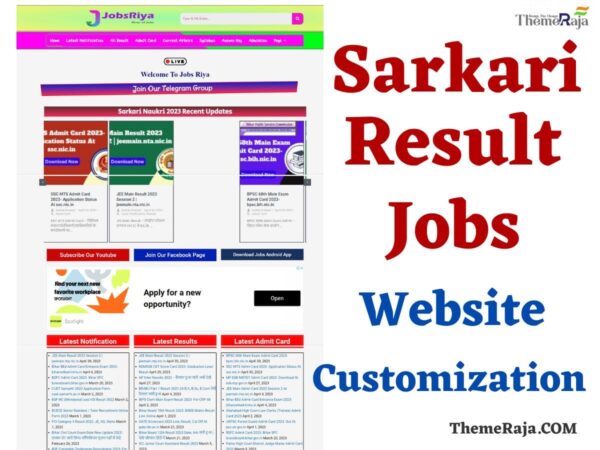 SarkariResult Template WordPress Theme Customization